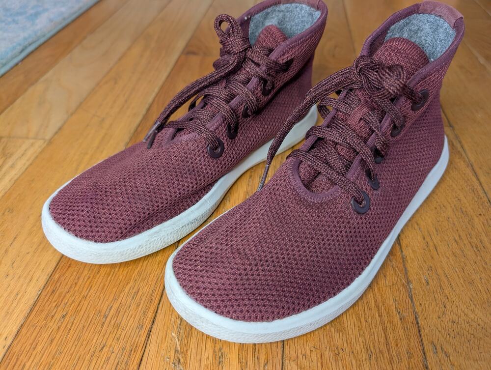 Allbirds Tree Toppers High Top Sneakers Burgundy Sustainable Wool Women's Size 8